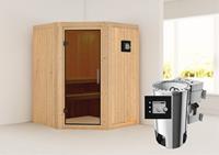 Karibu &VerticalLine; Nanja Sauna &VerticalLine; Antracietglas &VerticalLine; Biokachel 3,6 kW Externe Bediening
