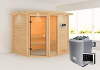 Karibu &VerticalLine; Tabea Sauna met Dakkraag &VerticalLine; Kachel 9 kW Externe Bediening