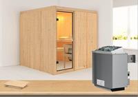 Karibu &VerticalLine; Rodin Sauna &VerticalLine; Bronzeglas Deur &VerticalLine; Kachel 9 kW Ge&iuml;ntegreerde Bediening