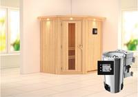Karibu &VerticalLine; Tonja Sauna met Dakkraag &VerticalLine; Energiesparende Deur &VerticalLine; Biokachel 3,6 kW Externe Bediening