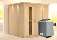 Karibu &VerticalLine; Rodin Sauna met Dakkraag &VerticalLine; Energiesparende Deur &VerticalLine; Kachel 9 kW Ge&iuml;ntegreerde Bediening