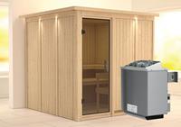 Karibu &VerticalLine; Rodin Sauna met Dakkraag &VerticalLine; Antracietglas &VerticalLine; Kachel 9 kW Ge&iuml;ntegreerde Bediening