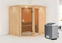 Karibu &VerticalLine; Fiona 2 Sauna met Dakkraag &VerticalLine; Kachel 9 kW Ge&iuml;ntegreerde Bediening
