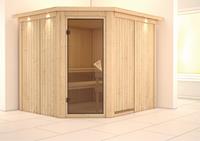 Karibu &VerticalLine; Malin Sauna met Dakkraag &VerticalLine; Bronzeglas Deur