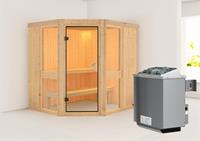 Karibu &VerticalLine; Amelia 1 Sauna &VerticalLine; Bronzeglas Deur &VerticalLine; Kachel 9 kW Ge&iuml;ntegreerde Bediening