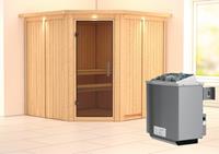 Karibu &VerticalLine; Jarin Sauna met Dakkraag &VerticalLine; Antracietglas &VerticalLine; Kachel 9 kW Ge&iuml;ntegreerde Bediening