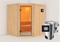 Karibu &VerticalLine; Lilja Sauna &VerticalLine; Bronzeglas Deur &VerticalLine; Biokachel 3,6 kW Externe Bediening