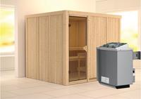 Karibu &VerticalLine; Gobin Sauna &VerticalLine; Bronzeglas Deur &VerticalLine; Kachel 9 kW Ge&iuml;ntegreerde Bediening