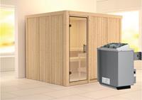 Karibu &VerticalLine; Gobin Sauna &VerticalLine; Helderglas Deur &VerticalLine; Kachel 9 kW Ge&iuml;ntegreerde Bediening
