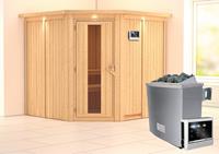 Karibu &VerticalLine; Jarin Sauna met Dakkraag &VerticalLine; Energiesparende Deur &VerticalLine; Kachel 9 kW Externe Bediening