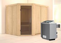 Karibu &VerticalLine; Malin Sauna &VerticalLine; Antracietglas &VerticalLine; Kachel 9 kW Ge&iuml;ntegreerde Bediening