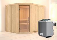 Karibu &VerticalLine; Malin Sauna &VerticalLine; Helderglas Deur &VerticalLine; Kachel 9 kW Ge&iuml;ntegreerde Bediening
