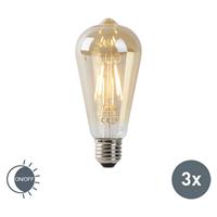 luedd Set mit 3 LED-Filamenten ST64 2200K Gold mit Hell-Dunkel-Sensor - 