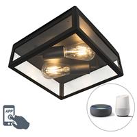 QAZQA Industrielle Smart Outdoor Deckenleuchte schwarz inkl. 2 WiFi ST64 - Rotterdam