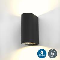 b.k.licht LED Außenleuchte Außenwandleuchte IP44 Wand-Spot Strahler Lampe Bad GU10 SCHWARZ