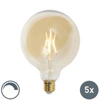 luedd 5er Set E27 dimmbare LED Glühlampen G125 goldline 2200K - 