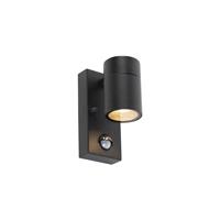 Qazqa Buitenwandlamp Zwart Met Bewegingssensor Ip44 - Solo