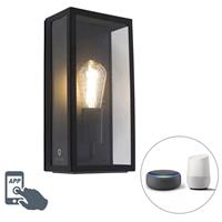 Qazqa Smart buiten wandlamp Zwart