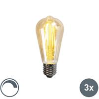 LUEDD Set van 3 E27 dimbare LED lampen ST64 goud 5W 450 lm 2200K
