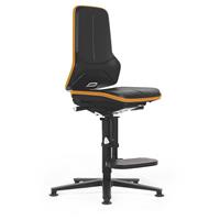 bimos NEON werkdraaistoel, met opstaphulp, materiaal zitting integraalschuim, ESD, flexband oranje