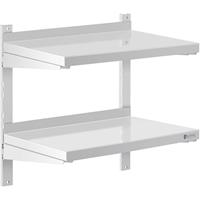 Royal Catering Wandrek van roestvrij staal - 2 planken - 60 x 40 cm