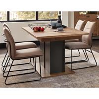 lomadox Esstisch 160-210cm im Industrial-Design in Haveleiche Cognac mit graphit MINNEAPOLIS-55 B/H/T ca: 160-210/76/90 cm - 