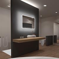talos Sun 80 x 70 cm - LED Beleuchtung in neutralweiß - hochwertiger Aluminiumrahmen - Digitaluhr mit Memory Funktion - An-Aus Taster am Rahmen
