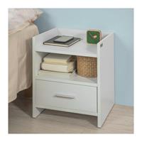 sobuy FBT66-W Nachttisch Nachtschrank Beistelltisch mit 1 Schublade und 2 Ablagen, weiß, BHT ca.: 38x45x35cm