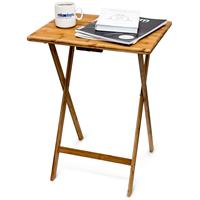 relaxdays Beistelltisch zum Klappen, platzsparend, robust, nachhaltiges Bambus Holz, Klapptisch HBT 63x48x38,5 cm, natur - 