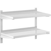 Royal Catering Wandrek van roestvrij staal - 2 planken - 80 x 40 cm