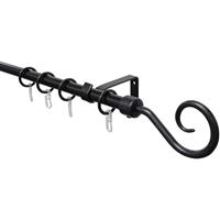 sunpro24 Gardinenstangen Set Hook 1-Lauf Ø 16/13 mm schwarz 130 - 240 cm - 