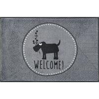 wash+dry by Kleen-Tex Mat Meneer Just, welcome Inloopmat, motief hond, met quote, antislip