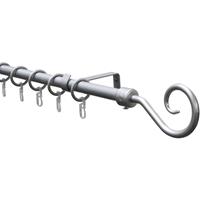 sunpro24 Gardinenstangen Set Hook 1-Lauf Ø 16/13 mm silber 130 - 240 cm - 