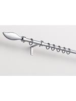 sunpro24 Gardinenstangen Set Flame, ausziehbar, 1-läufig, Ø 16/13 mm, silber, 130 - 240 cm - 