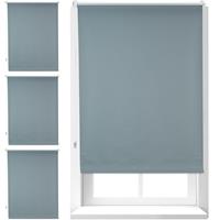 relaxdays 4 x Verdunkelungsrollo, Hitzeschutz, Thermo Rollo Klemmfix, blickdichtes Seitenzugrollo 80x165, Stoff 76 cm, grau