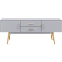 [en.casa] Fernsehtisch 140 x 40 x 56 cm TV Board mit 2 Schranktüren und 2 Schubladen Lowboard Kommode Lichtgrau - 