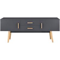 [en.casa] Fernsehtisch 140 x 40 x 56 cm TV Board mit 2 Schranktüren und 2 Schubladen Lowboard Kommode Dunkelgrau - 