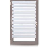 relaxdays 1 x Doppelrollo Klemmfix ohne bohren, Seitenzugrollo mit Streifen, Duo-Rollo für Fenster, Stoff 81x156 cm, weiß - 