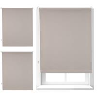 relaxdays 3 x Thermorollo, blickdicht, Verdunkelungsrollo, Thermobeschichtung, Gesamt: 90x160 cm, Stoffbreite 86 cm, braun - 