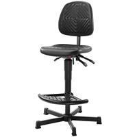 meychair Werkdraaistoel, bekleding met PU-schuim, gasveer-hoogteverstelling, met voetglijders en voetsteun, hoogteverstelling 570 - 820 mm