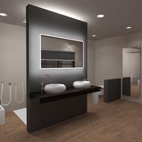 talos Sun 120 x 70 cm - LED Beleuchtung in neutralweiß - hochwertiger Aluminiumrahmen - Digitaluhr mit Memory-Funktion - An-Aus Taster am Rahmen