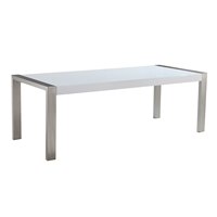 Beliani Eettafel RVS wit 220 x 90 cm ARCTIC I
