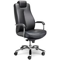 Operator-draaistoel SONATA, met vaste hoofdsteun, lederen bekleding zwart