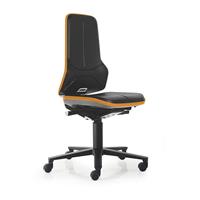 bimos NEON werkdraaistoel, wielen, synchroon-mechanisme, PU-schuim, flexband oranje