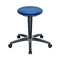 EUROKRAFTpro Werkkruk met gasveer-hoogteverstelling, zitting van blauw kunstleer, met wielen