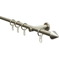 sunpro24 Gardinenstangen Set Cone 1-Lauf Ø 16 mm edelstahl-optik 160 cm - 