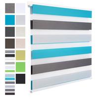 woltu Doppelrollo Weiss+Grau+Türkis 45x150cm - 