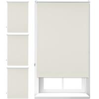 relaxdays 4 x Thermorollo, Verdunkelungsrollo mit Klemmfix Halterung, Hitzeschutz, Gesamt 70x160cm, Stoffbreite 66 cm, beige - 