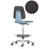 Bimos Werkstoel Labsit hoog, integraalschuim, zit-stop-wielen, B 450 x D 420 x H 560 - 810 mm, blauw