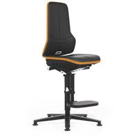 bimos NEON werkdraaistoel, met voetdoppen en opstaphulp, materiaal zitting kunstleer, ESD, flexband oranje